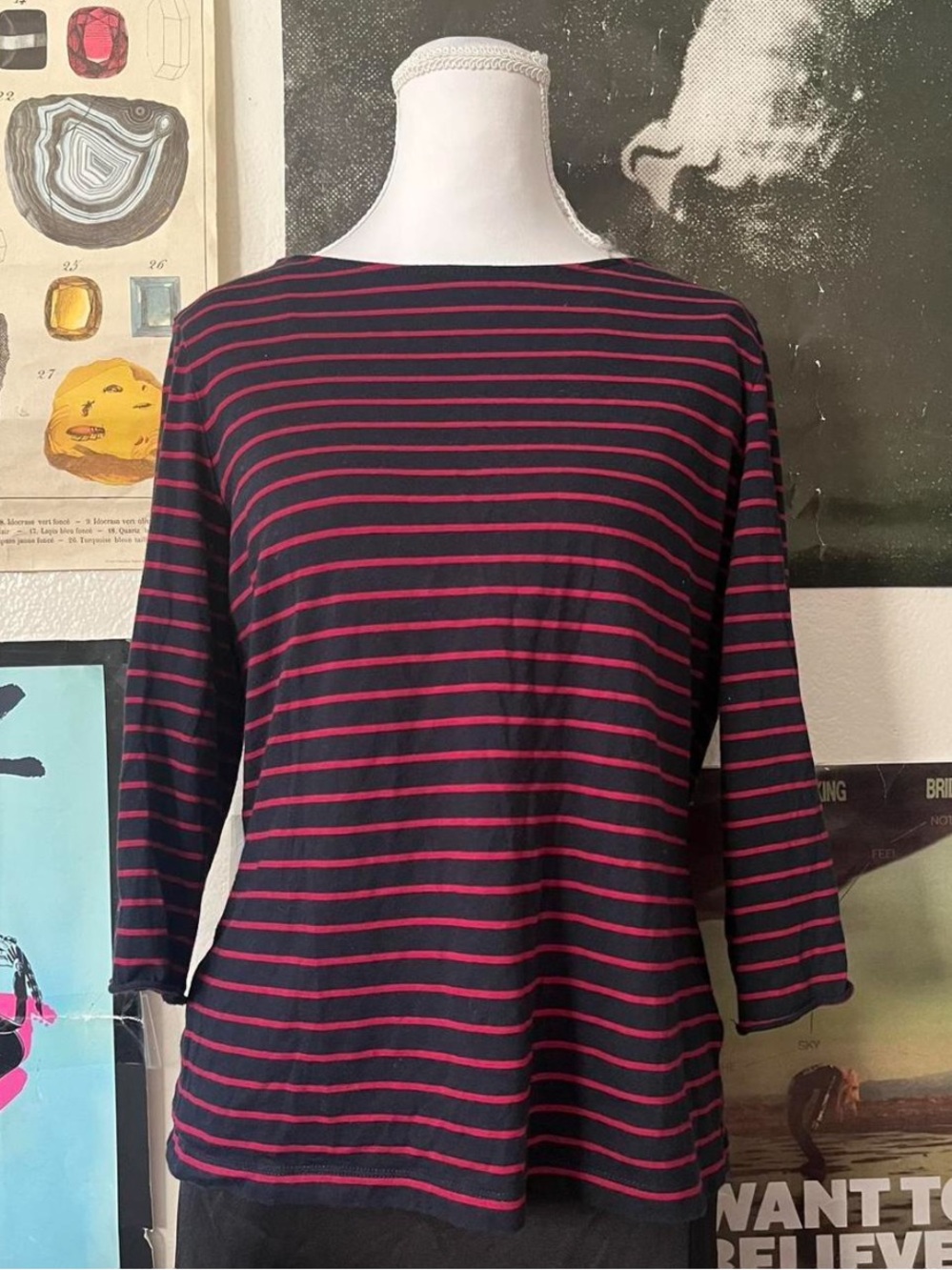 🌠 Y2K Striped Boat Neck Tee 🌠